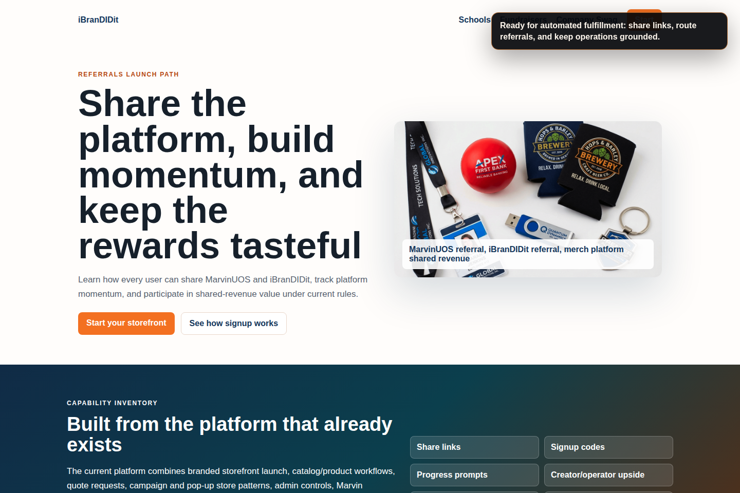 Distributor storefront and referral readiness